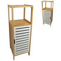 Regał łazienkowy bambusowy szafka biała półka wąski nowoczesny 89x30x30 cm BEGRYF