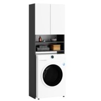 REGAŁ ŁAZIENKOWY SZAFKA NAD PRALKE ANTRACYT BIAŁY 4 PÓŁKI