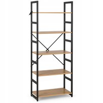 Regał loftowy industrialny 5 półek metalowy na książki RL102 60x30x157 Dąb