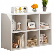 REGAŁ MODUŁOWY KOMODA BIAŁA NA KSIĄŻKI Z 6 PÓŁKAMI LOFT STYL SKANDYNAWSKI NOWOCZESNY