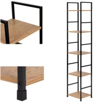Regał Na Książki Do Pokoju Salonu Loftowy Metalowy 5 Drewnianych Półek