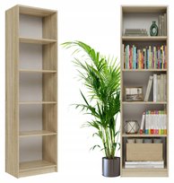 Regał Na Książki Segregatory Biurowy 50 cm 5 Półek Pojemny Dąb Sonoma