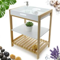 REGAŁ PÓŁKA BAMBUSOWA SZAFKA ŁAZIENKOWA KUCHENNA 50×40×30 CM BAMBUSOWA Sokomedica