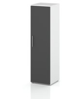 REGAŁ SŁUPEK NA KSIĄŻKI PÓŁKI DRZWI SZAFKA BIAŁY MAT GRAFIT MAT 40 cm