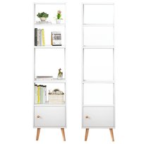 Regał Stojący Biały Na Książki Półki Wysoki Skandynawski Słupek Szafa