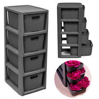 Regał Stojak Łazienkowy Rattanowy Szafka Z Koszami 4 X 7L Antracyt