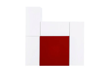 Regał wiszący ALORE biały/biały połysk/czerwony połysk, 270x120x21-39 cm - Konsimo