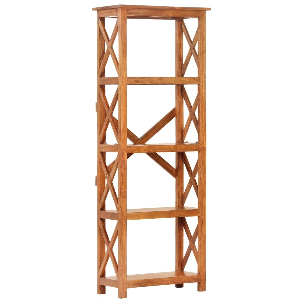 Regał z Litego Drewna Akacjowego z Wykończeniem Miodowym 60x30x160 cm ...