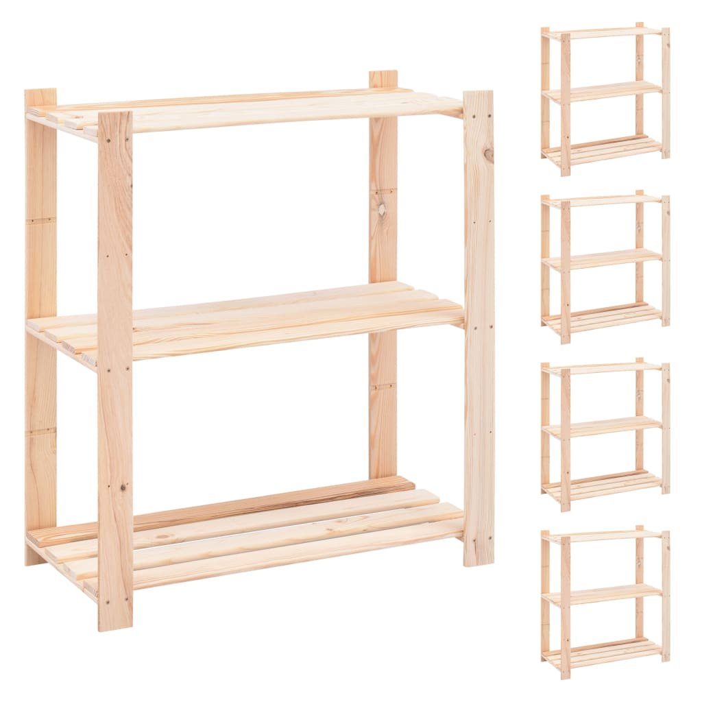 Regały z 3 półkami VIDAXL, 80x38x90 cm, 150 kg, 5 szt.