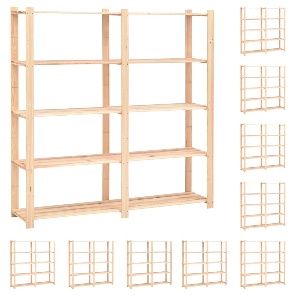 Regały z 5 półkami VIDAXL, 170x38x170 cm, 500 kg, 10 szt.