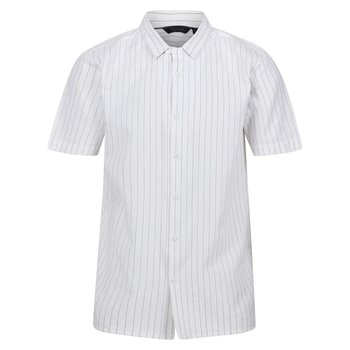 Regatta Koszula Męska Paski Z Krótkim Rękawem Shorebay (L / Biały) - REGATTA