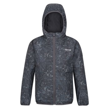 Regatta Kurtka Dziecięca/dziecięca Volcanics VII Terrain Print Reflective Waterproof Jacket (140 / Grafitowy) - REGATTA