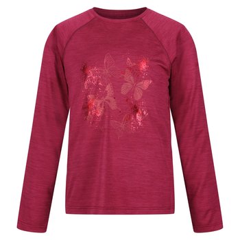 Regatta T-Shirt Dziecięca Motyle Melanżowy Z Długim Rękawem Burnlee (164 / Ciemnoczerwony) - REGATTA