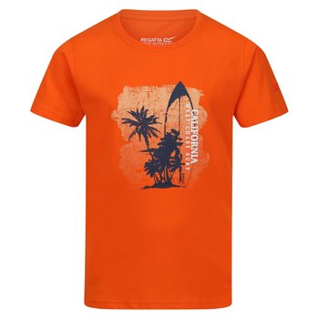Regatta T-Shirt Dziecięca Z Deską Surfingową Bosley VI (128 / Neonowy Pomarańczowy) - REGATTA