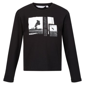 Regatta T-Shirt Dziecięca Z Motywem Skateboardu Z Długim Rękawem Wenbie III (104 / Czarny) - REGATTA