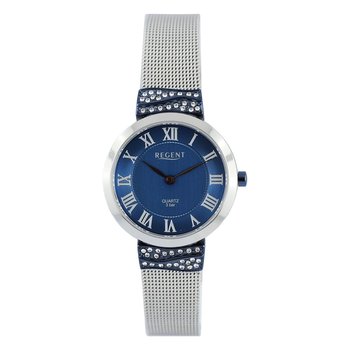 Regent damski zegarek analogowy metalowa bransoleta srebrny ciemnoniebieski UR2254008 - Regent