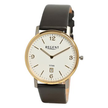 Regent męski zegarek analogowy skórzany pasek czarny UR1094061 - Regent