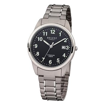 Regent męski zegarek analogowy tytanowa bransoletka szaro-srebrna URF1293 - Regent