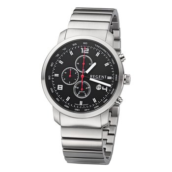 Regent męski zegarek metalowa bransoletka GM-2110 metalowy pasek zegarek analogowy srebrny URGM2110 - Regent