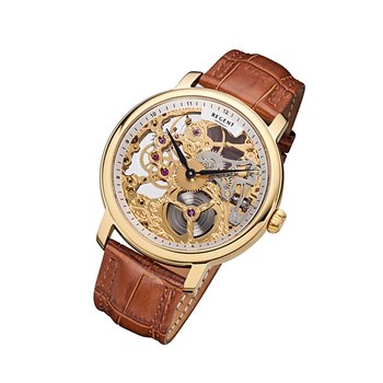 Regent męski zegarek nakręcany ręcznie GM-1461 analogowy skórzany zegarek na rękę brązowy URGM1461 - Regent