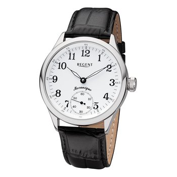Regent męski zegarek skórzany pasek GM-2117 skórzany pasek zegarek analogowy czarny URGM2117 - Regent