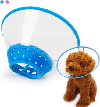 Regulowana obroża dla psa Pet Cone Recovery, chroniąca szyję podczas rekonwalescencji po operacji, zaprojektowana dla kotów i szczeniąt (M, niebieska) - Inna marka