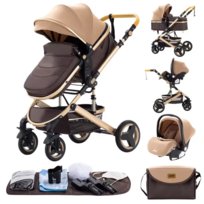 REGULOWANA RĄCZKA WIELOFUNKCYJNY WÓZEK DZIECIĘCY 3w1 FOTELIK ZESTAW GONDOLA SPACERÓWKA