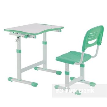 Regulowane Biurko+krzesło Białe/Zielone Dziecko - Fun Desk