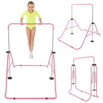 Regulowany drążek gimnastyczny dla dzieci - składany HyperMotion różowy