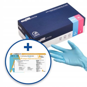 Rękawice nitrylowe easyCARE ZARYS bezpudrowe S 100 szt+GRATIS Test covid-19 - Zarys