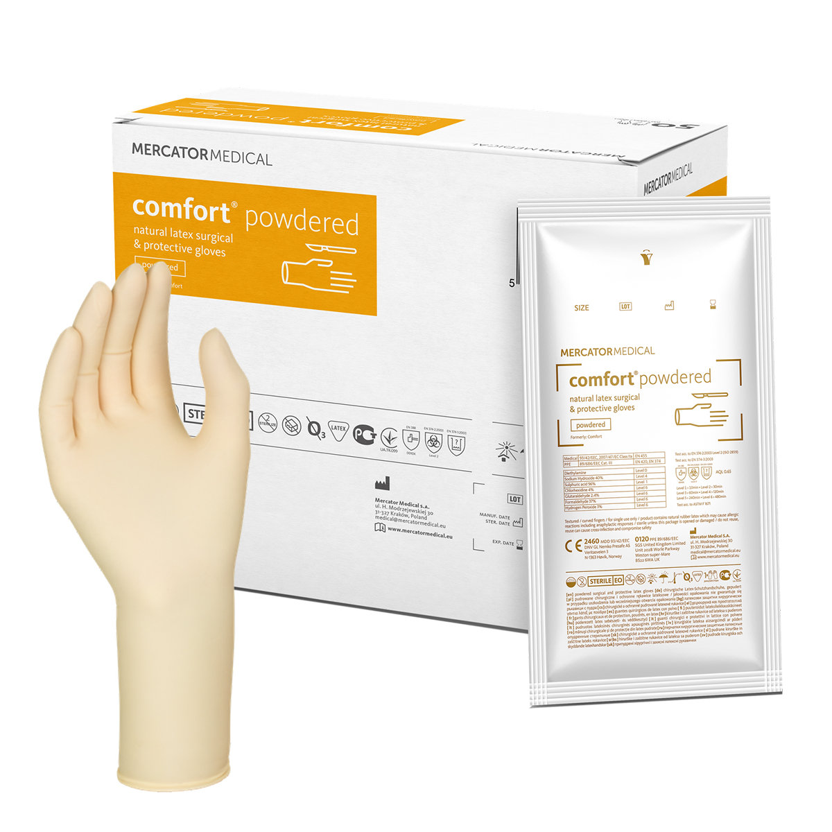 Rękawiczki chirurgiczne pudrowane Mercator COMFORT - 8,0 | Sklep EMPIK.COM