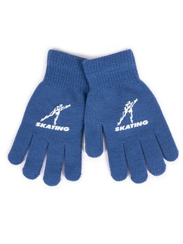 Rękawiczki chłopięce pięciopalczaste niebieskie SKATING 18 cm - YoClub