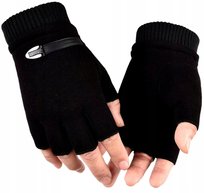 Rękawiczki Czarne Sport Zima Mitenki Samochodowe Na Rower Męskie Bez Palców