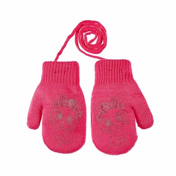 Rękawiczki dziecięce jeden palec z nadrukiem ocieplone różowe
