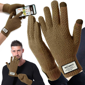Rękawiczki Męskie Zimowe Dotykowe Do Smartfonu Ciepłe Brązowe Rękawice - JUST-DEAL