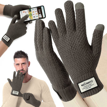 Rękawiczki Męskie Zimowe Dotykowe Do Smartfonu Ciepłe Szare Rękawice - JUST-DEAL