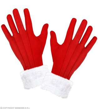 Rękawiczki z białym futerkiem, czerwone