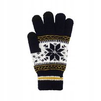 Rękawiczki zimowe dotykowe do ekranów uniseks z wzorem ŚNIEŻYNKA granatowe