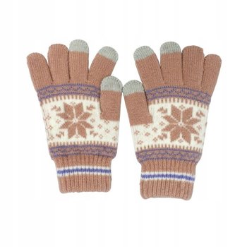 Rękawiczki zimowe dotykowe do ekranów uniseks z wzorem ŚNIEŻYNKA różowe - GSM-HURT