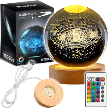 RENEW FORCE SZKLANA KULA LAMPKA NOCNA NA BIURKO LED RGB 3D PILOT USB DO SYPIALNI DZIECI  XSD-ZD-1 - Renew Force