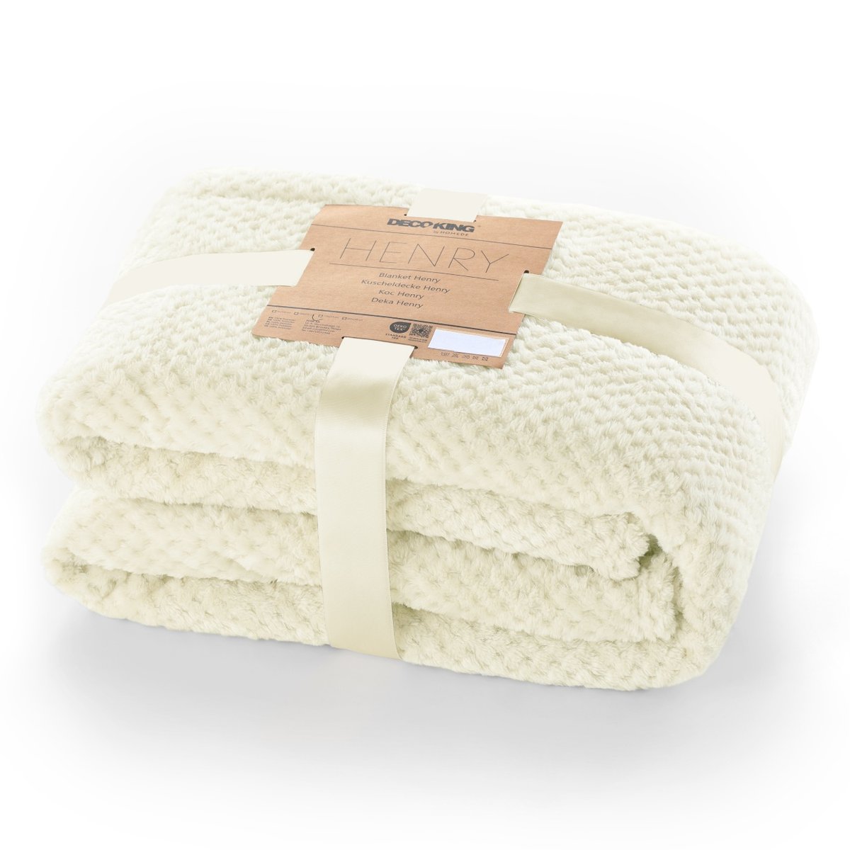 RESTILO koc HENRY kolor kremowy tłoczony żakardowo styl nowoczesny 170x210