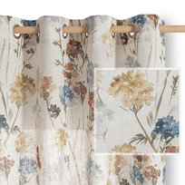 RESTILO zasłona FLOSI kolor żółty styl vintage przelotki srebrne materiał len, mikrofibra 135x250