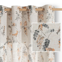 RESTILO zasłona LAMORO kolor beżowy styl vintage przelotki srebrne materiał len, mikrofibra 135x250