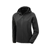 Result Genuine Recycled Kurtka Damska Z Kapturem 3-warstwowa Z Recyklingu Soft Shell (M / Czarny) Result