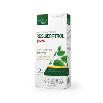 Resweratrol forte 500mg Suplement diety, 40 kapsułek Medica Herbs UKŁAD KRĄŻENIA - Medica Herbs