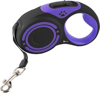 Retractable Dog Lead - Leash with Swivel Hook for Safe and Stylish Walks - Ideal for Daily Walking (Black/Purple, 3M) - Inna marka