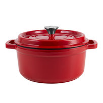 Retro Garnek Żeliwny Z Pokrywką 2,2L Vintage Cuisine - Czerwony