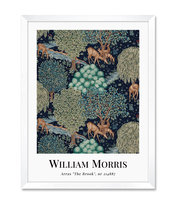 Retro obrazy grafiki do kuchni łazienki tapeta arras jeleń potok William Morris 32x42 cm