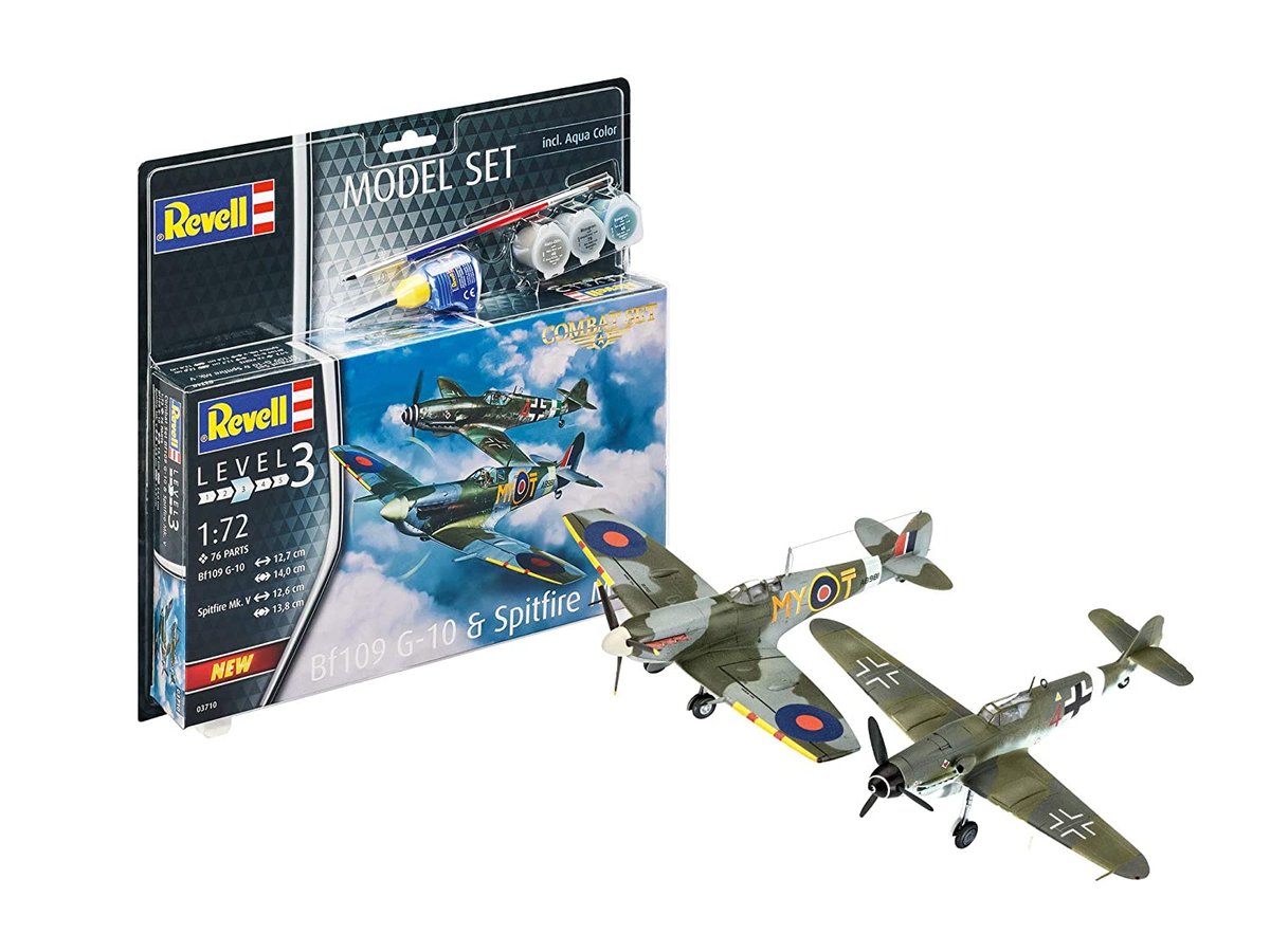 Revell Revell, Combat Set Bf109G-10 & Spitfire Mk.V, Model Set, 12+