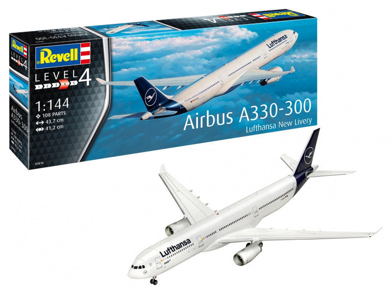 Фото - Збірна модель Revell , Model Plastikowy, Samolot Airbus A330-300 Lufthansa, 1/144 